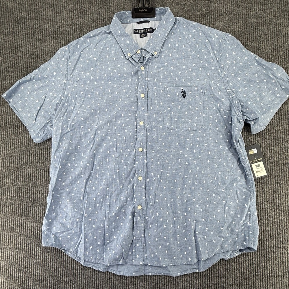 U.S. Polo Assn. Men's 3XL Nautical Graphic Prnt Short Slve Button-Down Shirt NWT